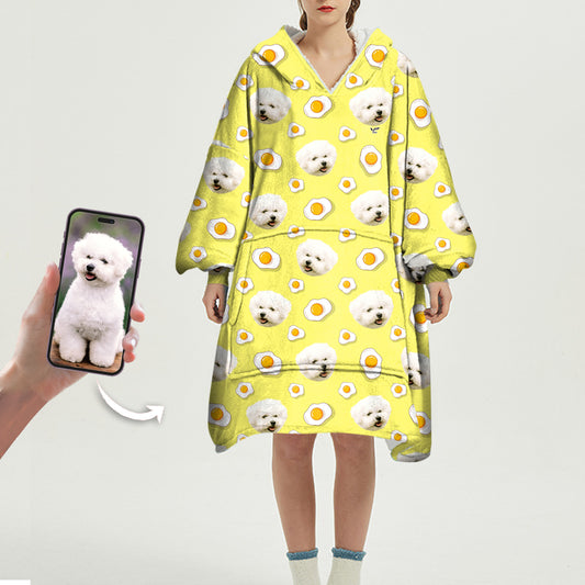 I Love Eggs - Couverture à capuche personnalisée avec la photo de votre animal