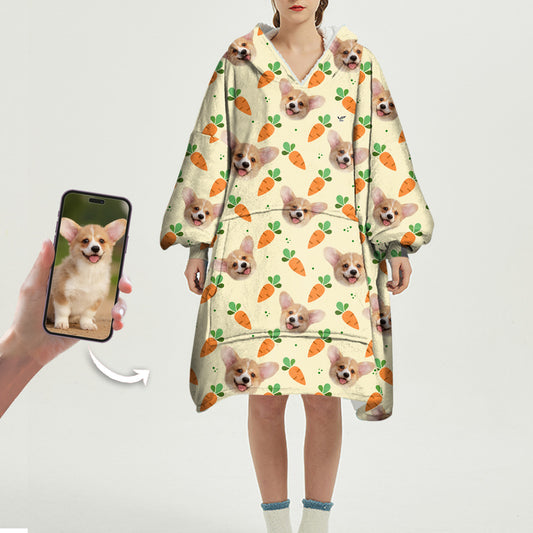 Ich liebe Karotten – personalisierter Decken-Hoodie mit dem Foto Ihres Haustieres