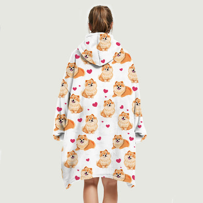 Cute Winter - Pomeranian Fleece Blanket Hoodie
