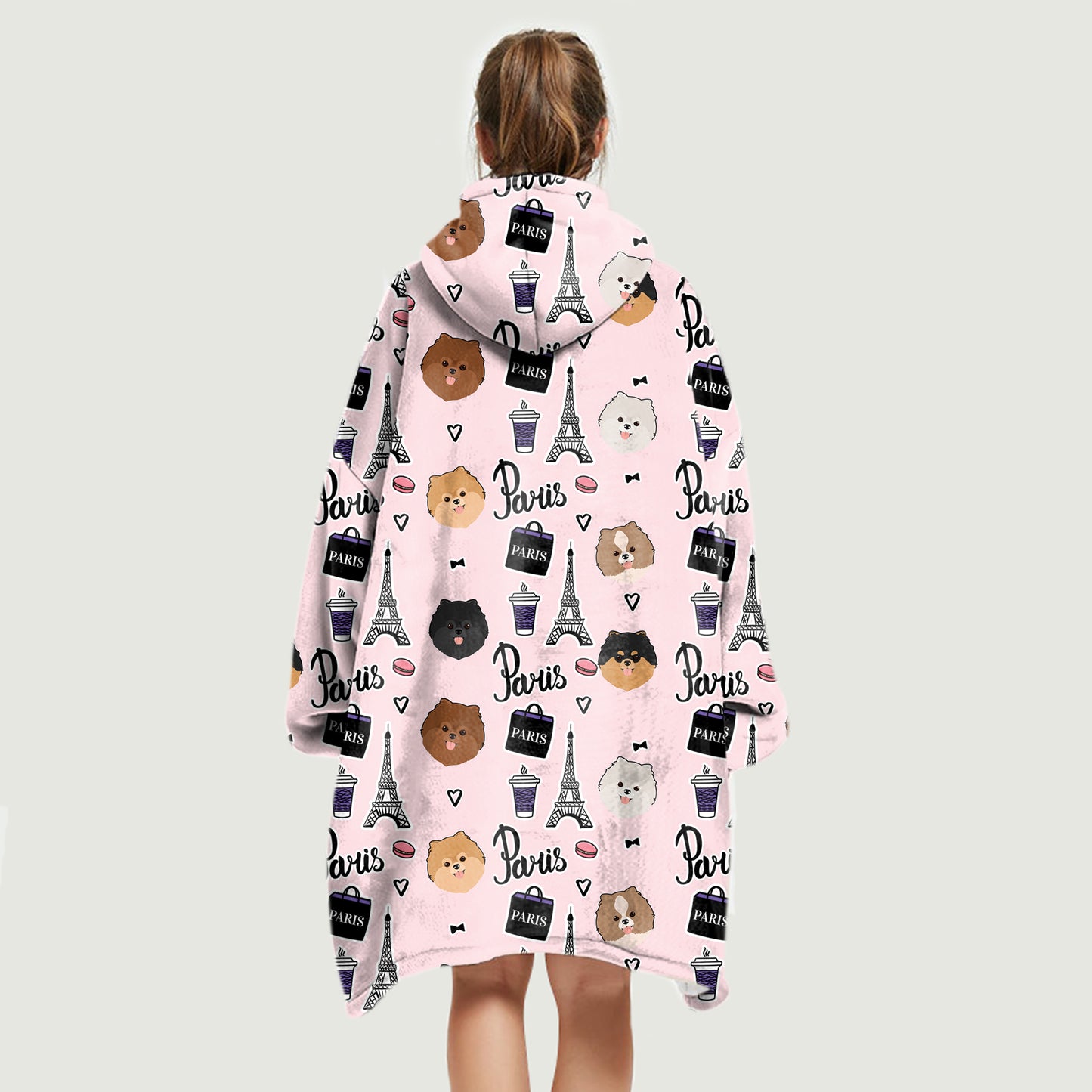 Hello Winter - Pomeranian Fleece Blanket Hoodie V2