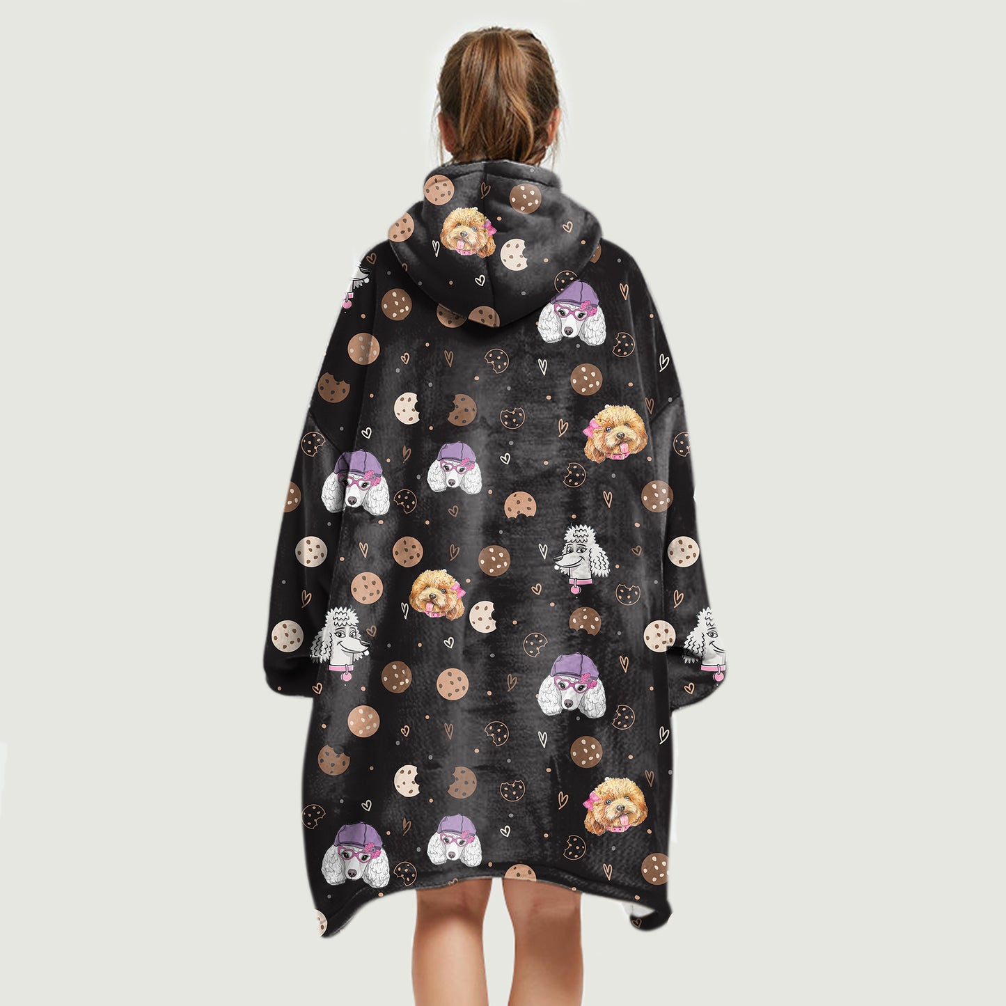 Hello Winter - Poodle Fleece Blanket Hoodie V1