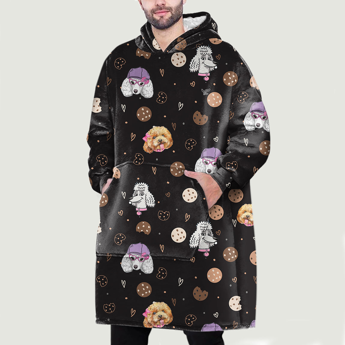 Hello Winter - Poodle Fleece Blanket Hoodie V1