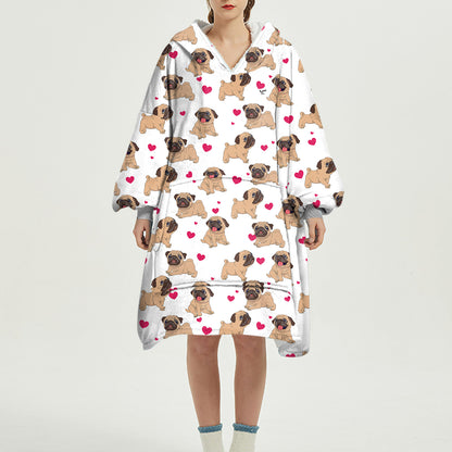 Cute Winter - Pug Fleece Blanket Hoodie