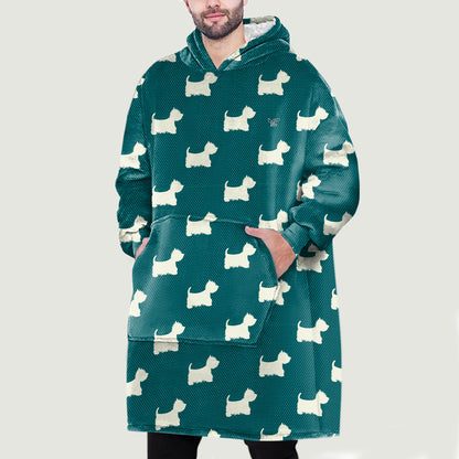 Hello Winter - West Highland White Terrier Fleece Blanket Hoodie V3