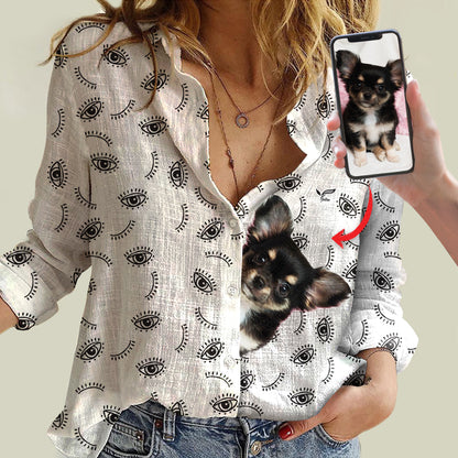 Hallo, kannst du mich sehen? – Personalisierte Bluse mit dem Foto Ihres Haustieres