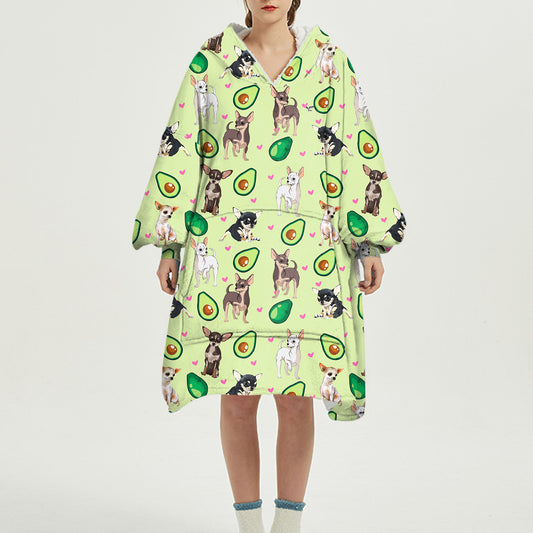 I Love Avocados - Chihuahua Fleece Blanket Hoodie