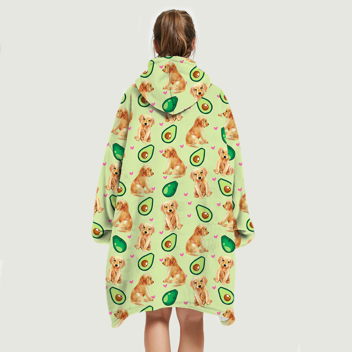 Ich liebe Avocados – Golden Retriever Fleece-Decke-Hoodie