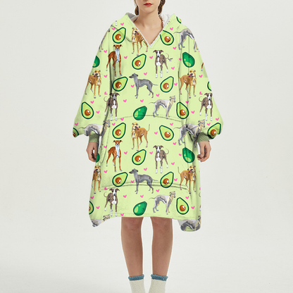 Ich liebe Avocados – Windhund-Fleece-Decke-Hoodie