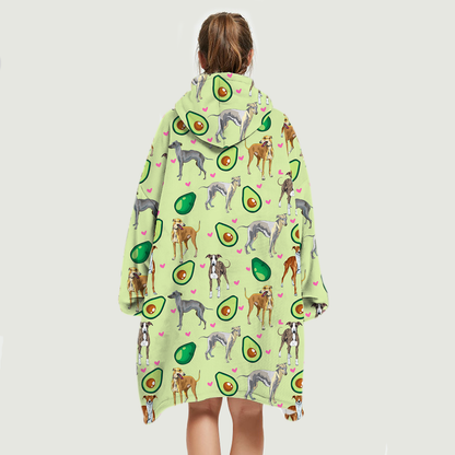 I Love Avocados - Greyhound Fleece Blanket Hoodie