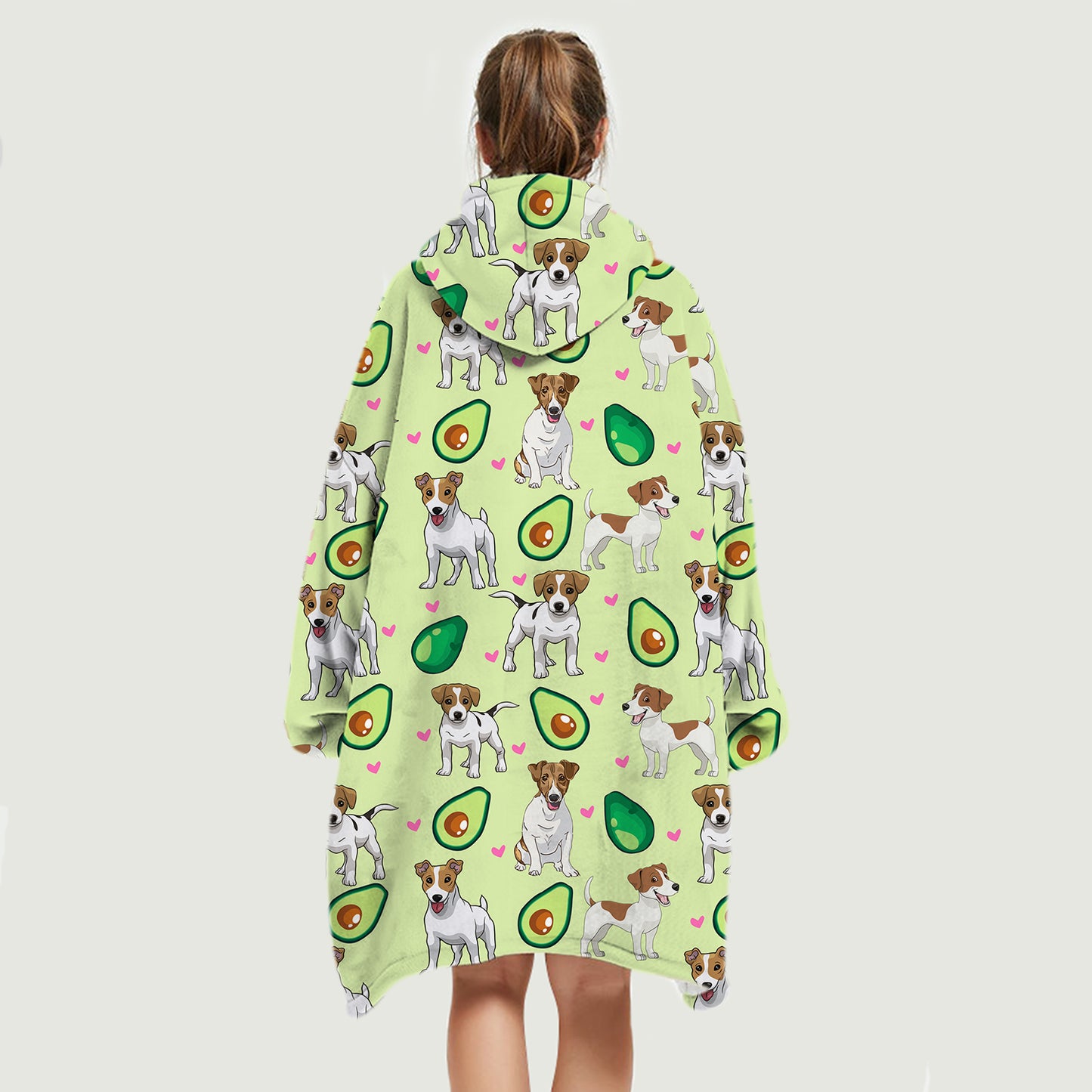 I Love Avocados - Jack Russell Terrier Fleece Blanket Hoodie