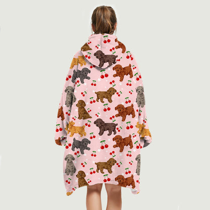 I Love Cherries - Poodles Fleece Blanket Hoodie