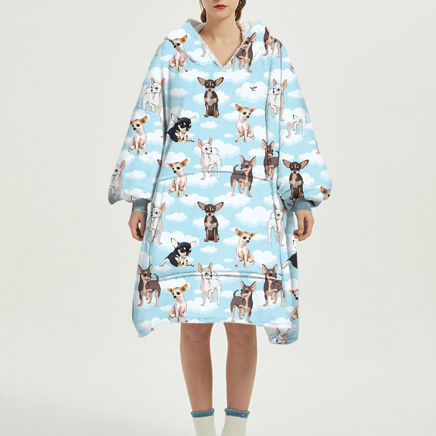 I Love Clouds - Chihuahua Fleece Blanket Hoodie