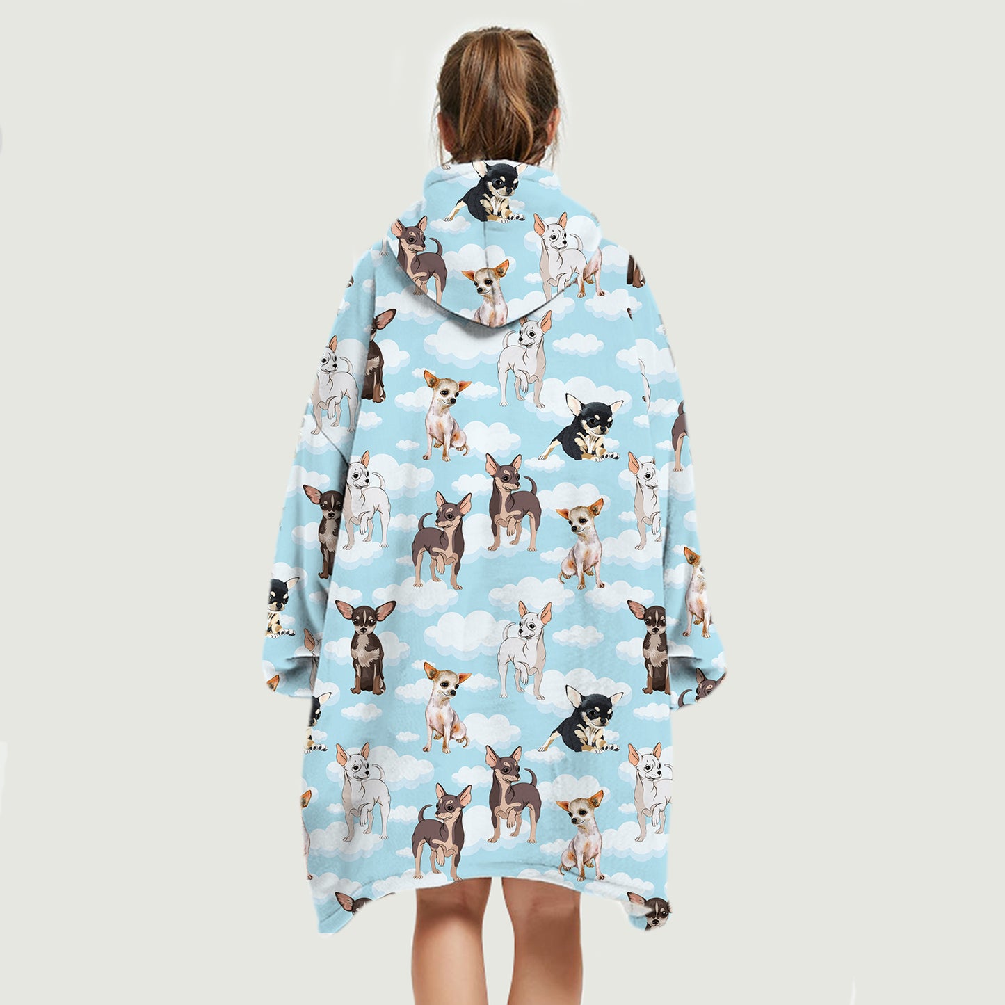 I Love Clouds - Chihuahua Fleece Blanket Hoodie