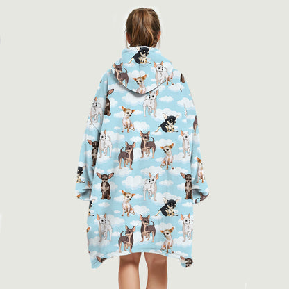 Ich liebe Wolken – Chihuahua-Fleece-Decke-Hoodie