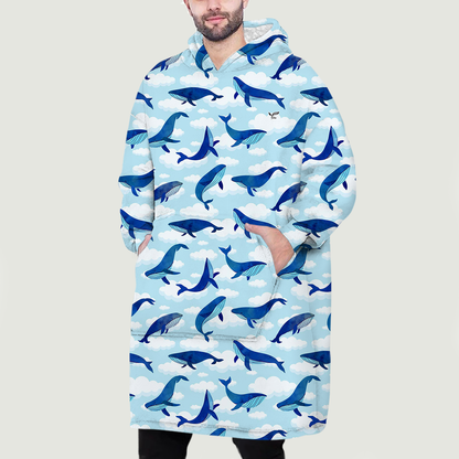 I Love Clouds - Whale Fleece Blanket Hoodie