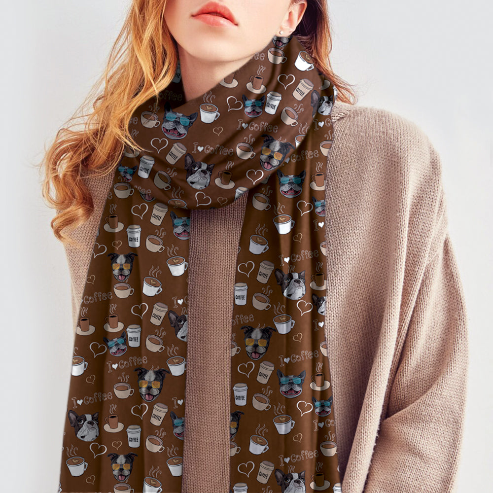 I Love Coffee And Boston Terrier - Follus Scarf