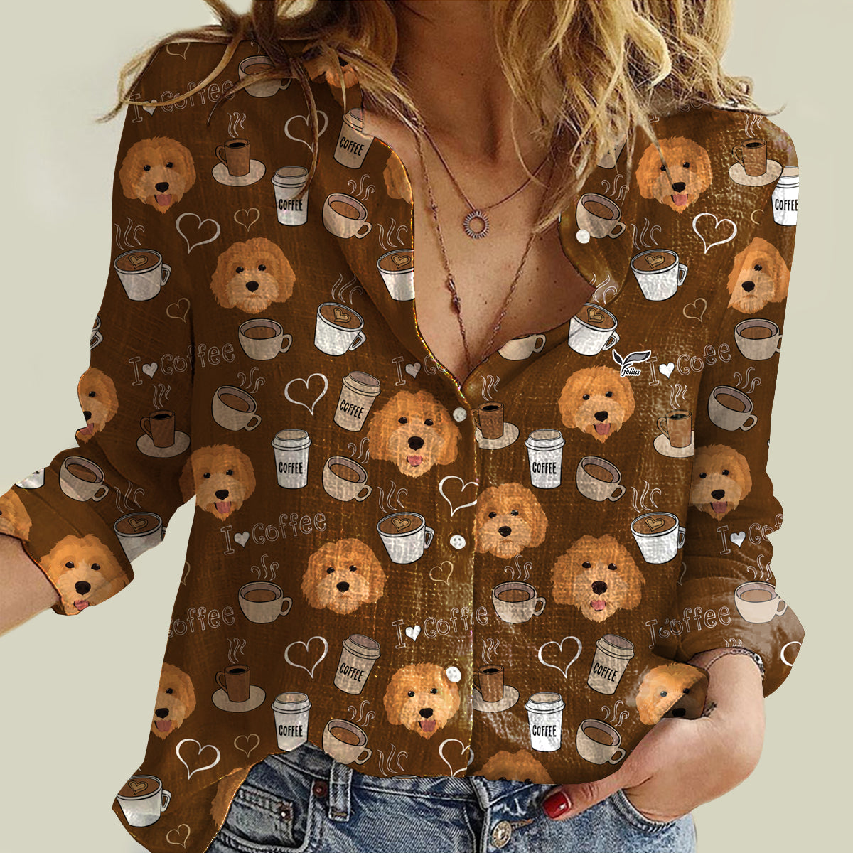 J'aime le café et le Labradoodle - Chemise femme