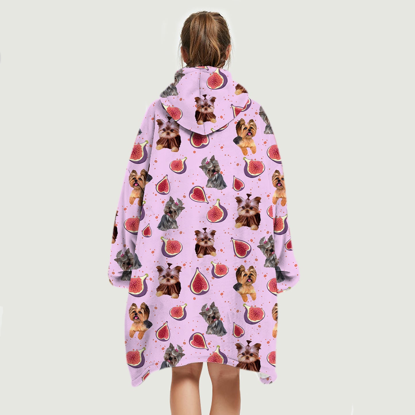 I Love Figs - Yorkshire Terrier Fleece Blanket Hoodie