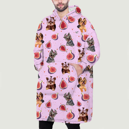 I Love Figs - Yorkshire Terrier Fleece Blanket Hoodie