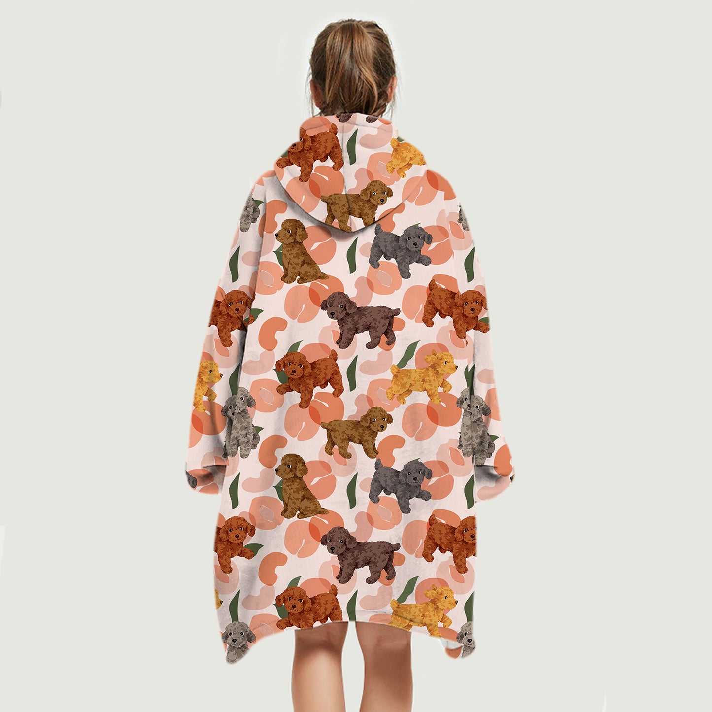 I Love Peaches - Poodles Fleece Blanket Hoodie