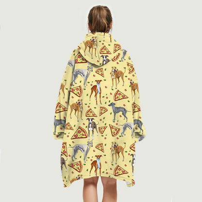 I Love Pizzas - Greyhound Fleece Blanket Hoodie