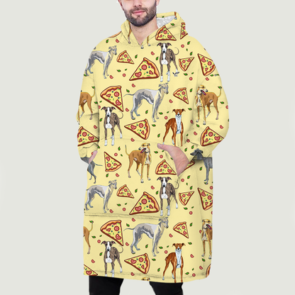 I Love Pizzas - Greyhound Fleece Blanket Hoodie