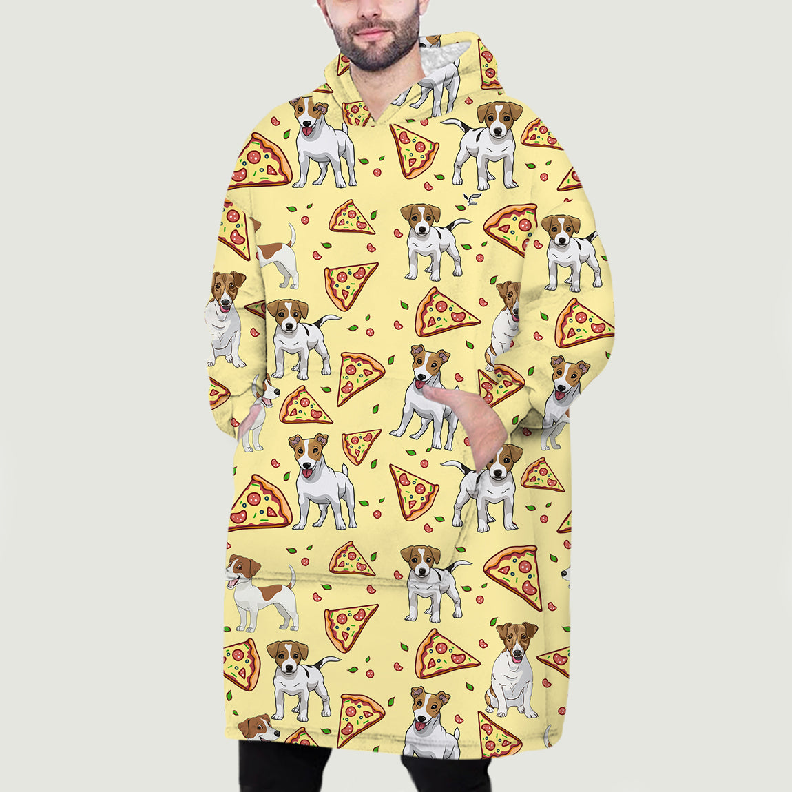 I Love Pizzas - Jack Russell Terrier Fleece Blanket Hoodie