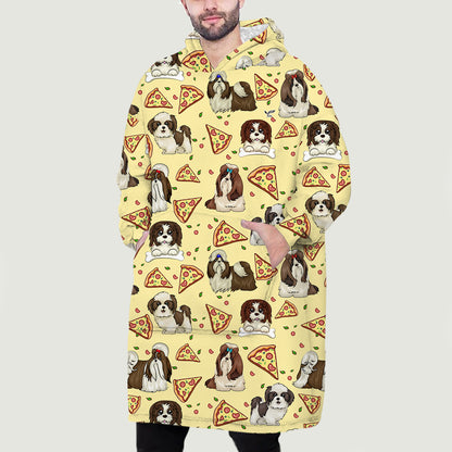 I Love Pizzas - Shih Tzu Fleece Blanket Hoodie