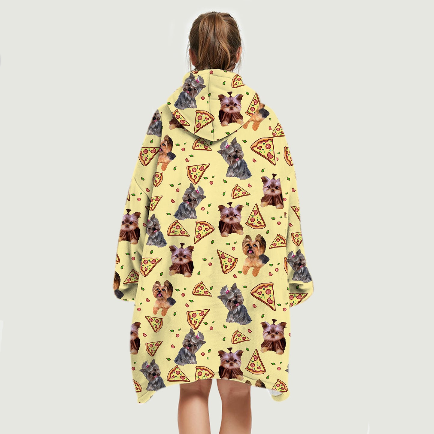 I Love Pizzas - Yorkshire Terrier Fleece Blanket Hoodie