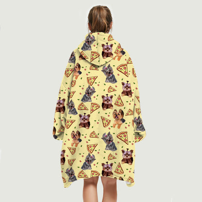 Ich liebe Pizzas – Fleece-Decke-Hoodie mit Yorkshire Terrier