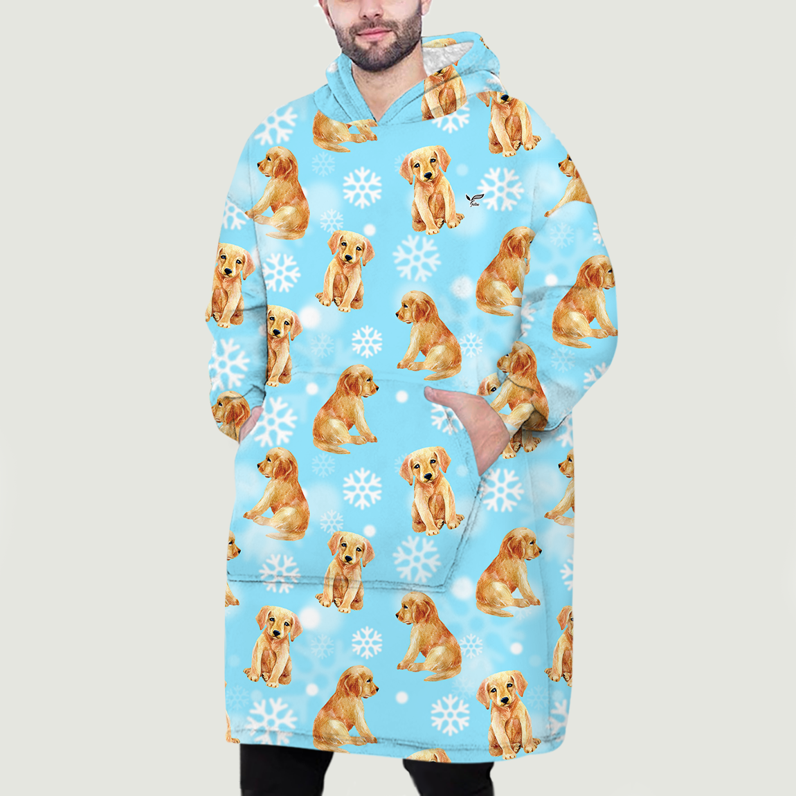 Ich liebe Schnee – Golden Retriever Fleecedecke Hoodie