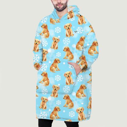 I Love Snows - Golden Retriever Fleece Blanket Hoodie