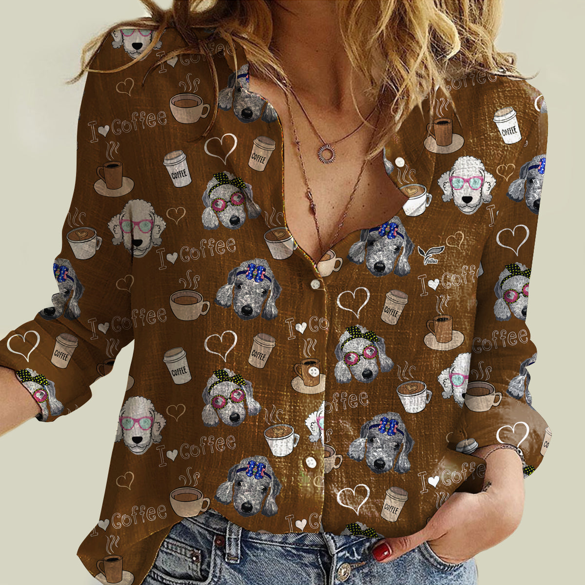 Ich liebe Kaffee und Bedlington Terrier - Damen-Shirt