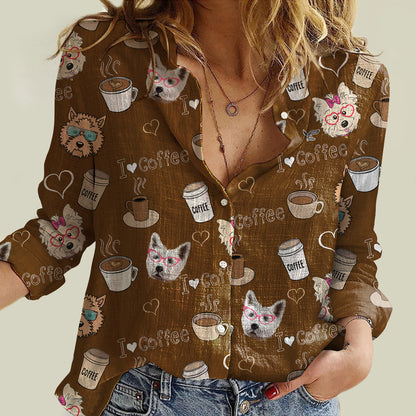 J'aime le café et le Cairn Terrier - Chemise femme