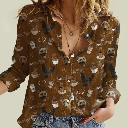 Ich liebe Kaffee und holländischen Schäferhund – Damen-Shirt