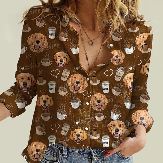 I Love Coffee And Golden Retriever - Women Shirt