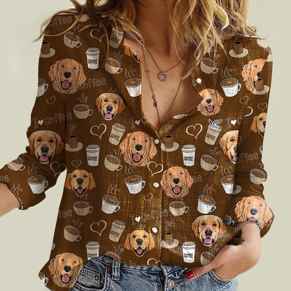 Ich liebe Kaffee und Golden Retriever - Damen-Shirt