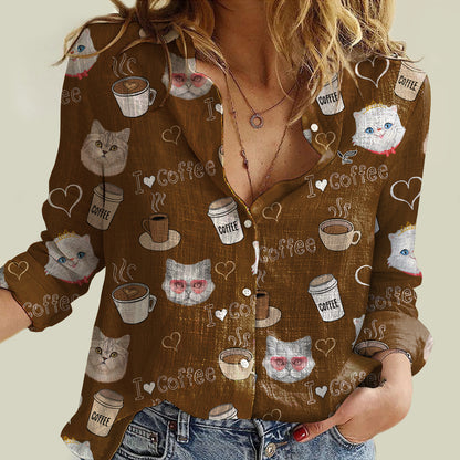 J'aime le café et les chats persans - Chemise femme