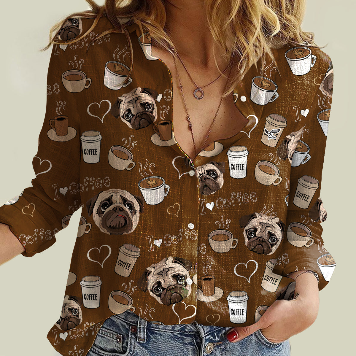 I Love Coffee And Pug - Women Shirt