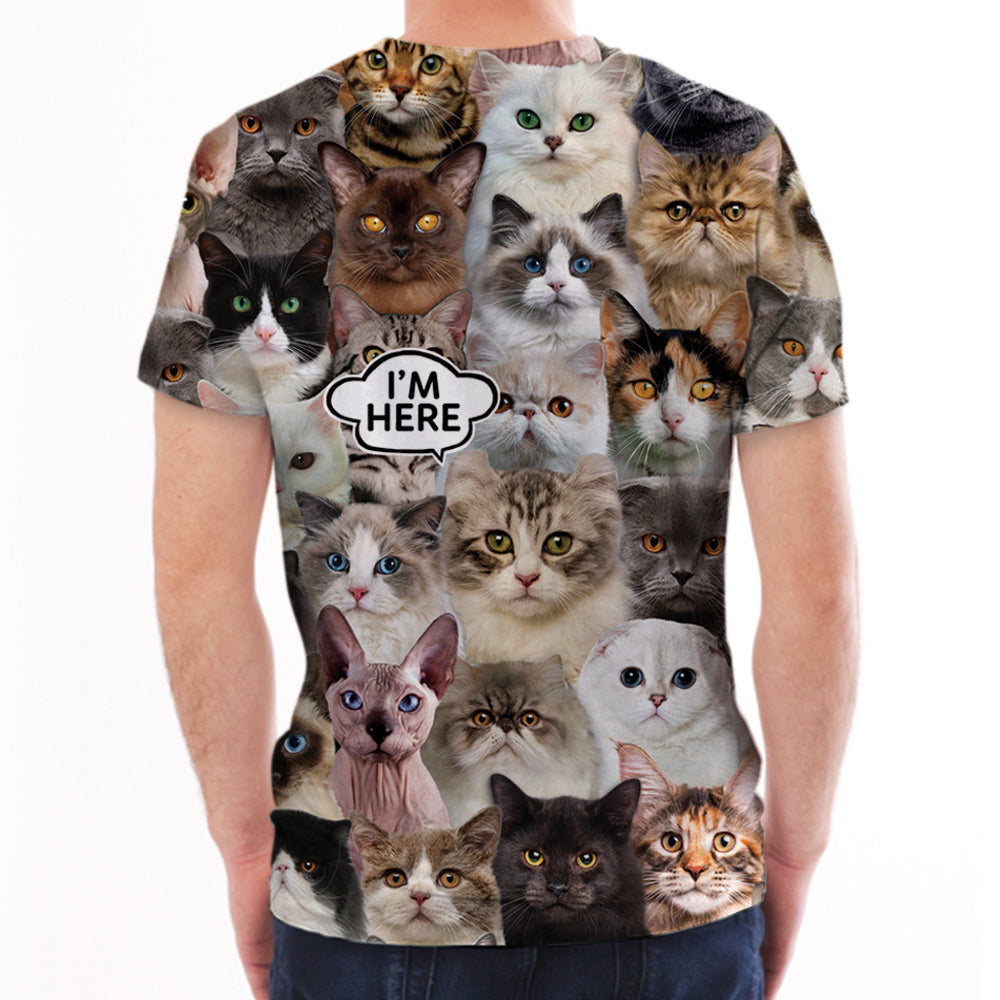 I'm Here - American Curl Cat T-shirt V1