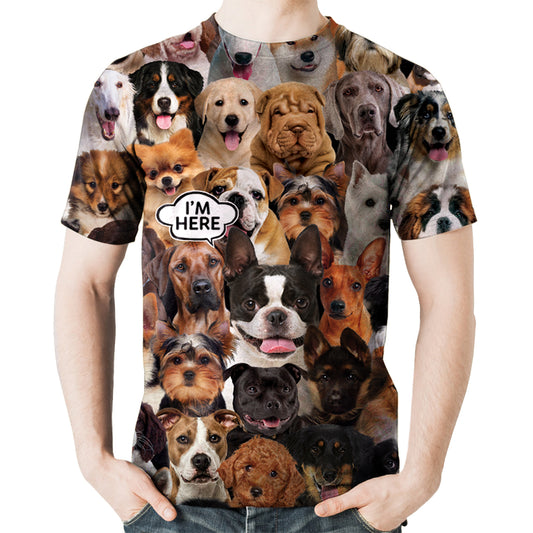 I'm Here - Boston Terrier T-shirt V1