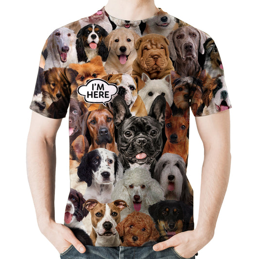 Ich bin hier - Französische Bulldogge T-Shirt V1