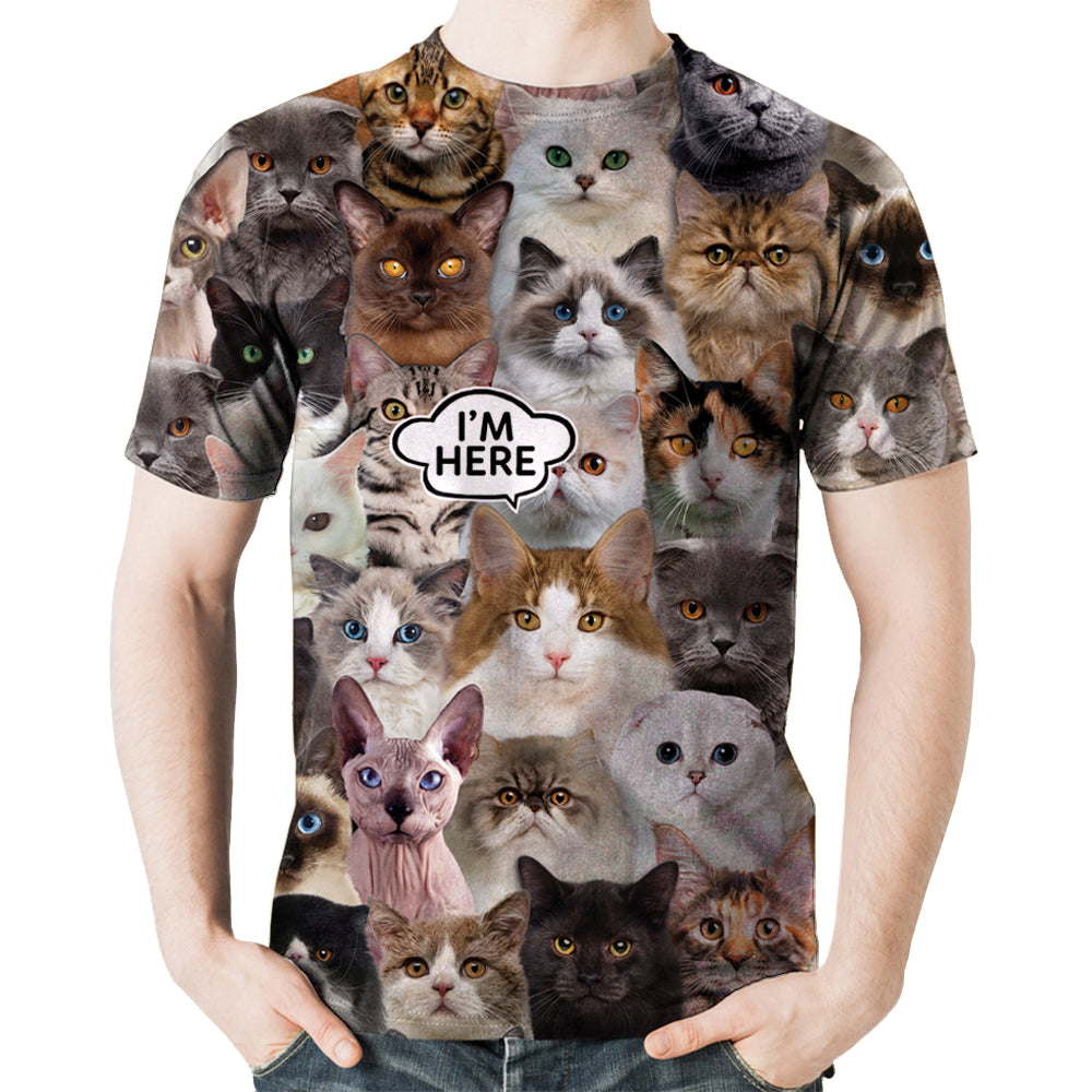 I'm Here - Norwegian Forest Cat T-shirt V1