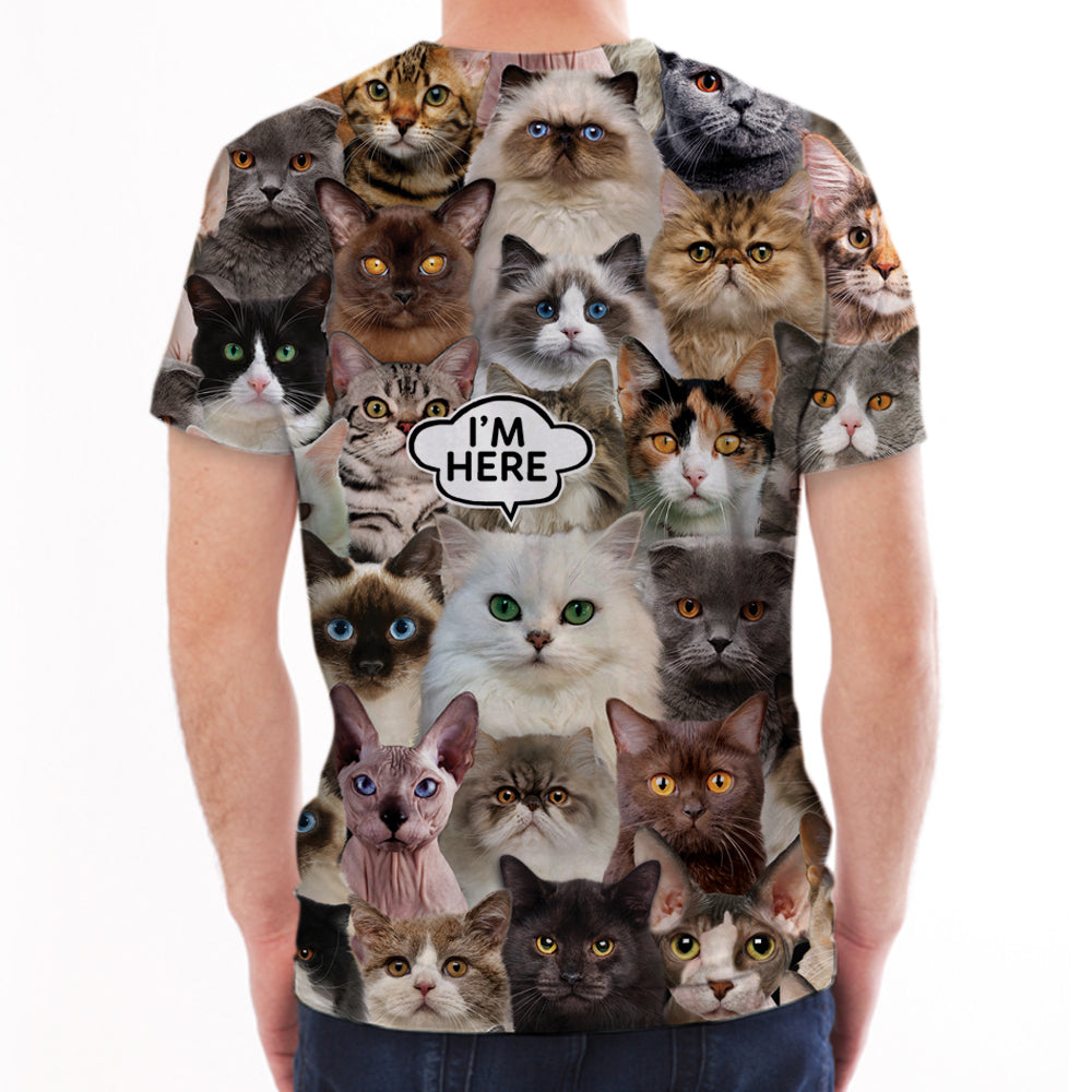 Ich bin hier - Persisches Chinchilla-Katzen-T-Shirt V1