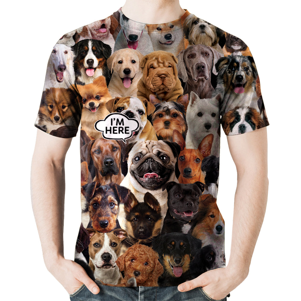 I'm Here - Pug T-shirt V1