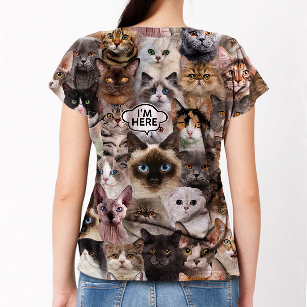 Je suis là - T-shirt chat siamois V1