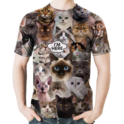 Je suis là - T-shirt chat siamois V1