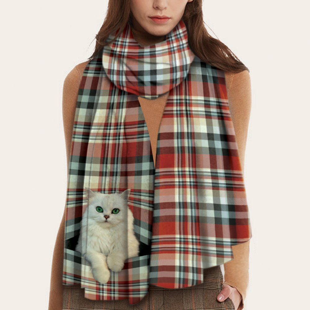 Hält Sie warm – Persische Chinchilla-Katze – Schal V1