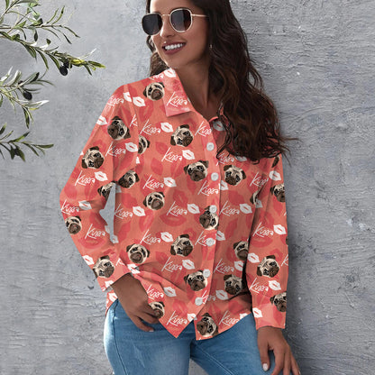 Kiss Your Pug - Follus Women's Long-Sleeve Shirt 017