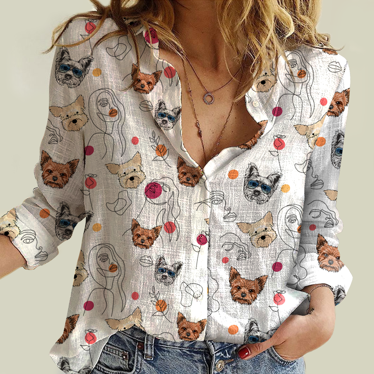 Lady And Yorkshire Terrier - Chemise Femme